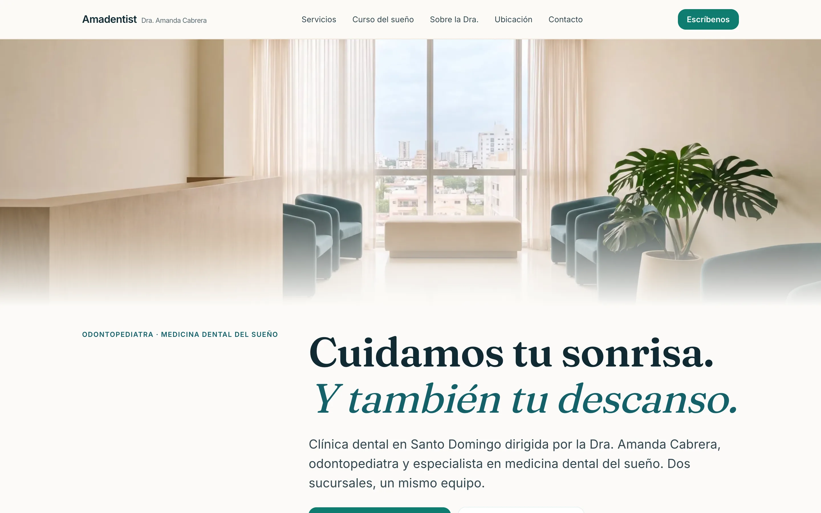 Captura de la página de Amadentist en una computadora